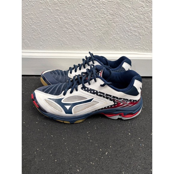 Mizuno Wave Lightning Z3 Women's Volleyball Shoes Red White Blue Stars Size 8 - Picture 2 of 5